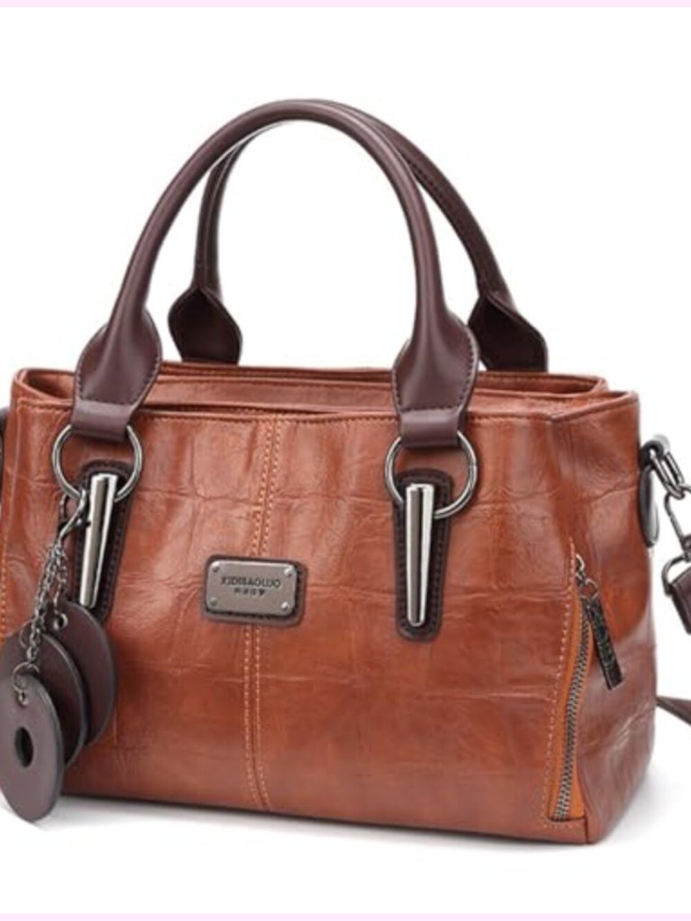 Vegan Leather Tote Satchel Shoulder Bag with Compartments